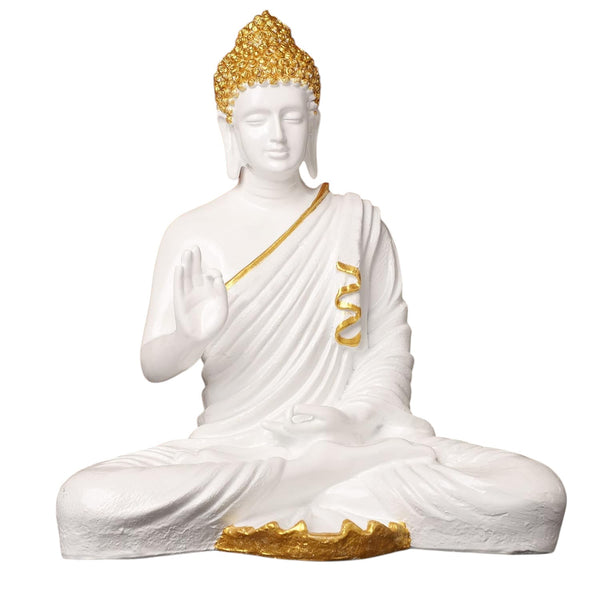 Buddha Statue 15 inch (White Gold)