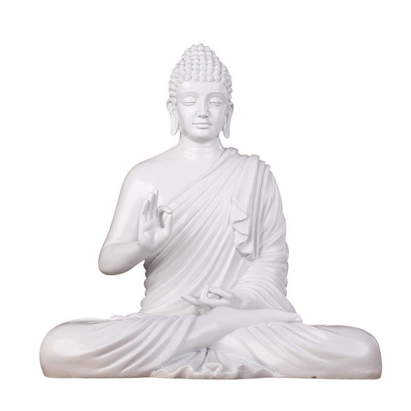 Buddha Statue Big Size 2 Feet (White Glossy)