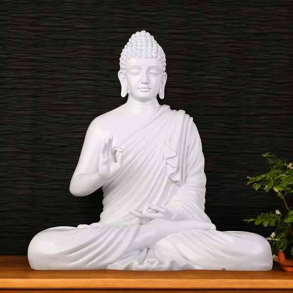 Buddha Statue Big Size 2 Feet (White Glossy)