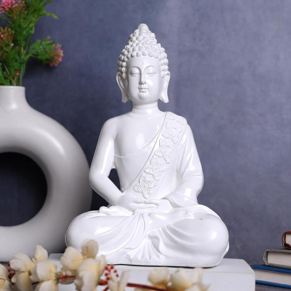 10 inch Buddha Statue (White)