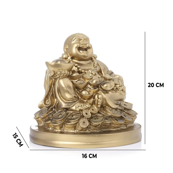 Laughing Buddha Statue 8 inch (Gold)