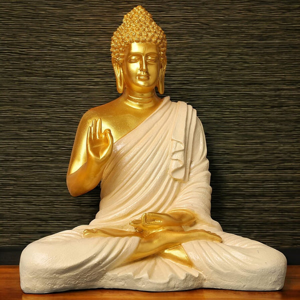 Buddha Statue 15 inch (Cream Gold)