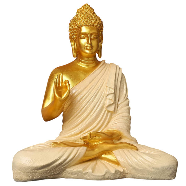 Buddha Statue 15 inch (Cream Gold)