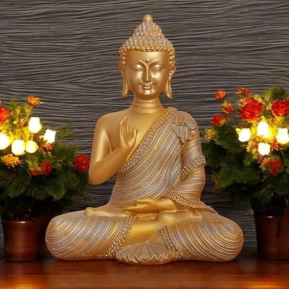 Swadeshi Decors New 21 Centimetre Meditating Sitting Buddha Statue(Royal GOld)