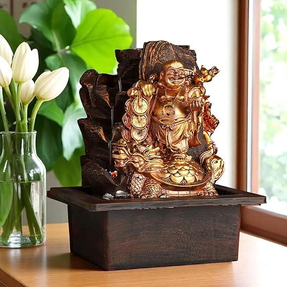 Laughing Buddha Water Fountain 11 inch