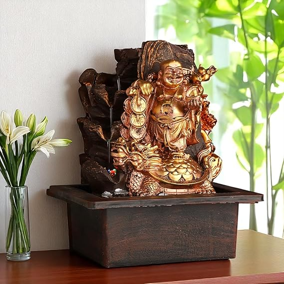 Laughing Buddha Water Fountain 11 inch