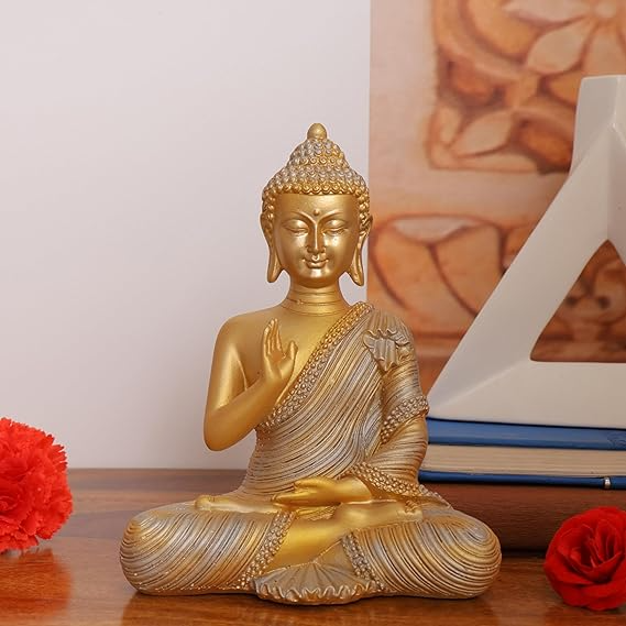 Swadeshi Decors New 21 Centimetre Meditating Sitting Buddha Statue(Royal GOld)